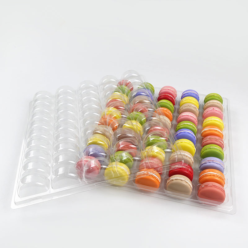 50 macaron clear plastic tray