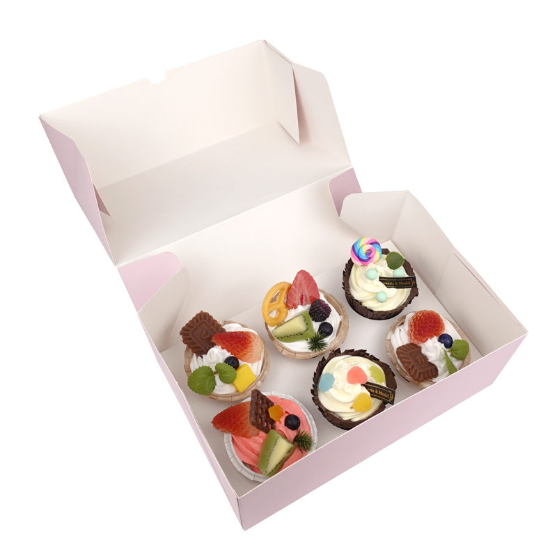 Boite papier 6 Cupcakes dessert rose