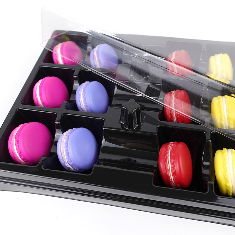 Boite plastique 15 macarons avec fourreau