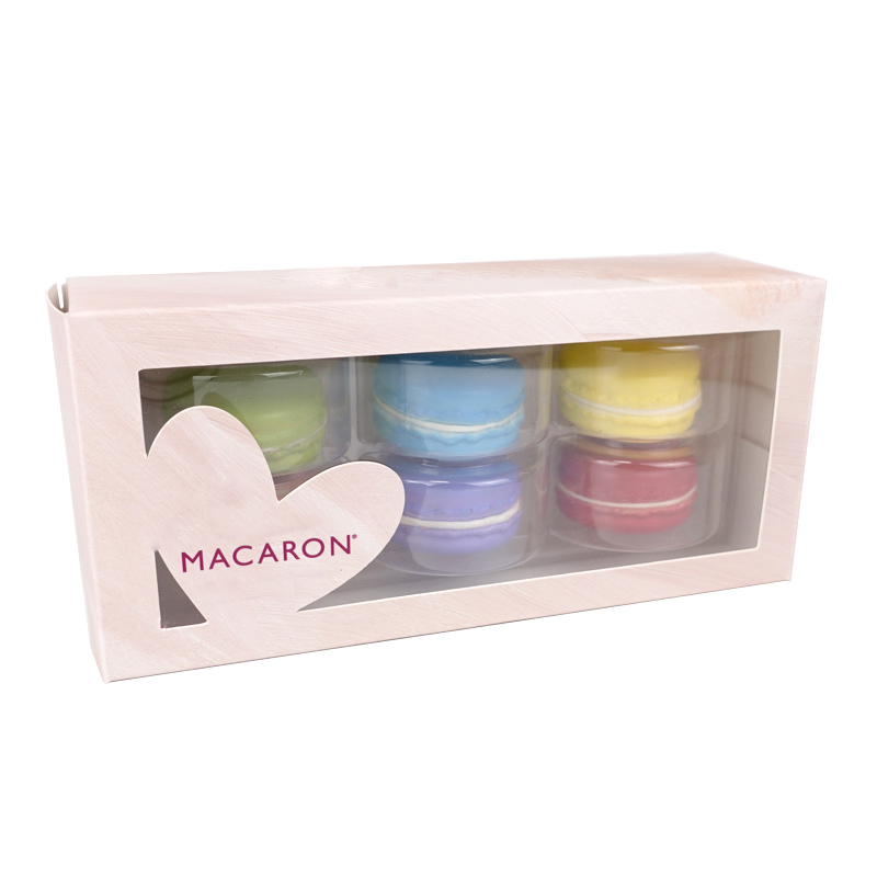 Boîte papier 6 macarons avec inserts