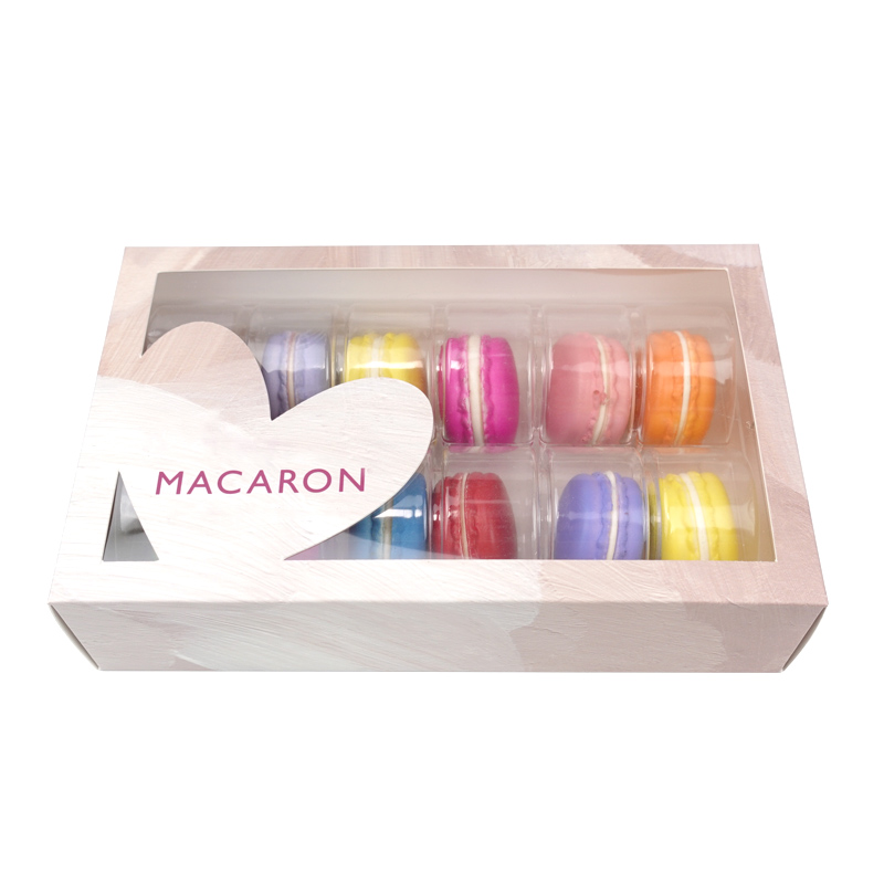 Boîte papier 12 macarons avec fenêtre