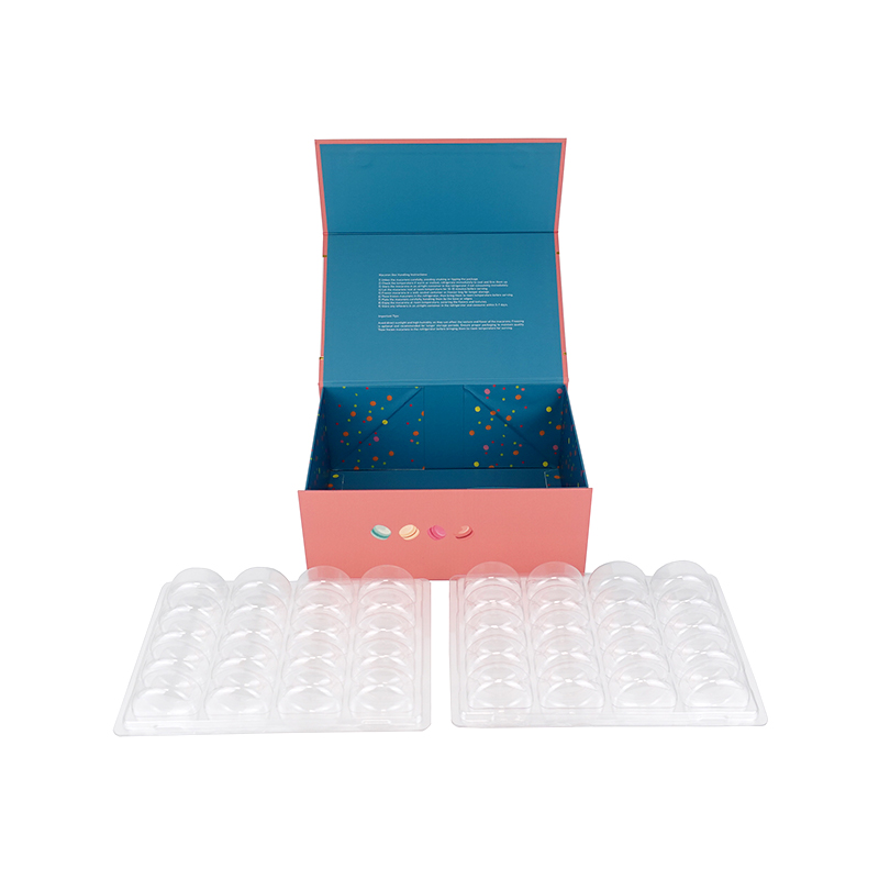 Coffret aimanté 40 macarons avec inserts plastiques