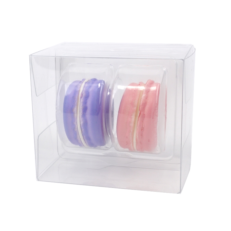 Boîte d'emballage en plastique transparent pour 2 macarons