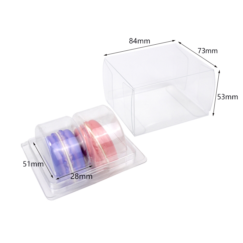 Boîte d'emballage en plastique transparent pour 2 macarons