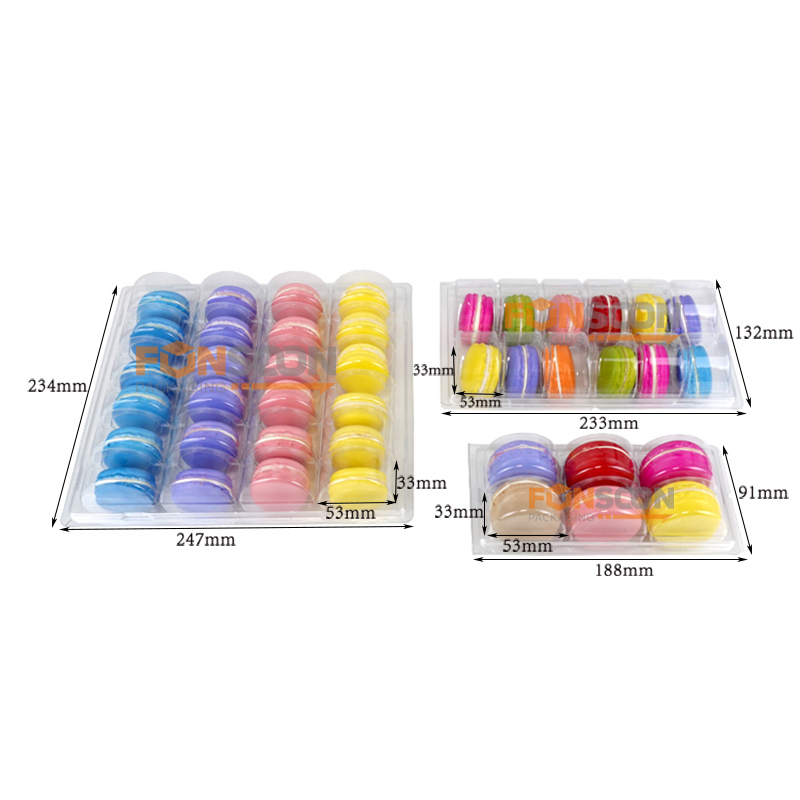 6 12 24 macarons blister en plastique transparent