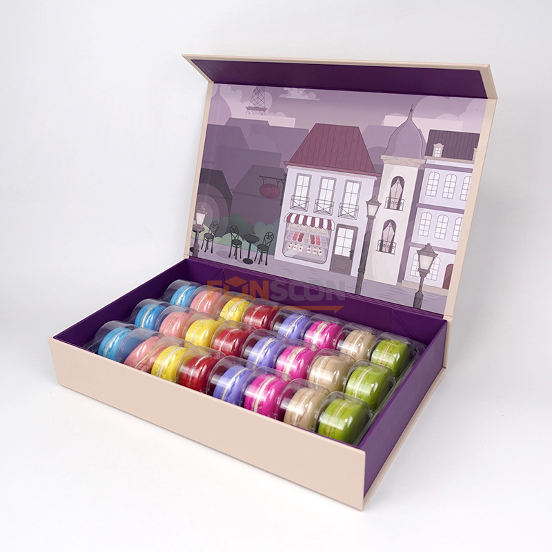 Coffret cadeau magnet 24 macarons avec inserts plastique