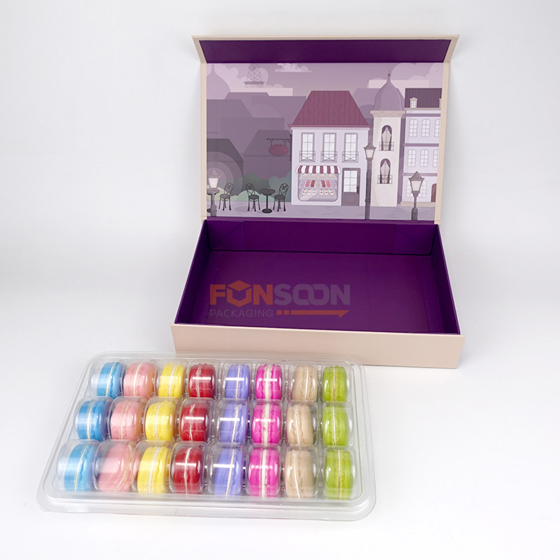 Coffret cadeau magnet 24 macarons avec inserts plastique