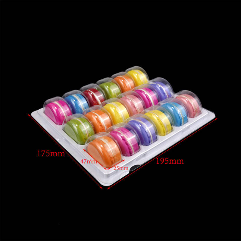 Plateau blister blanc 18 macarons avec couvercle transparent