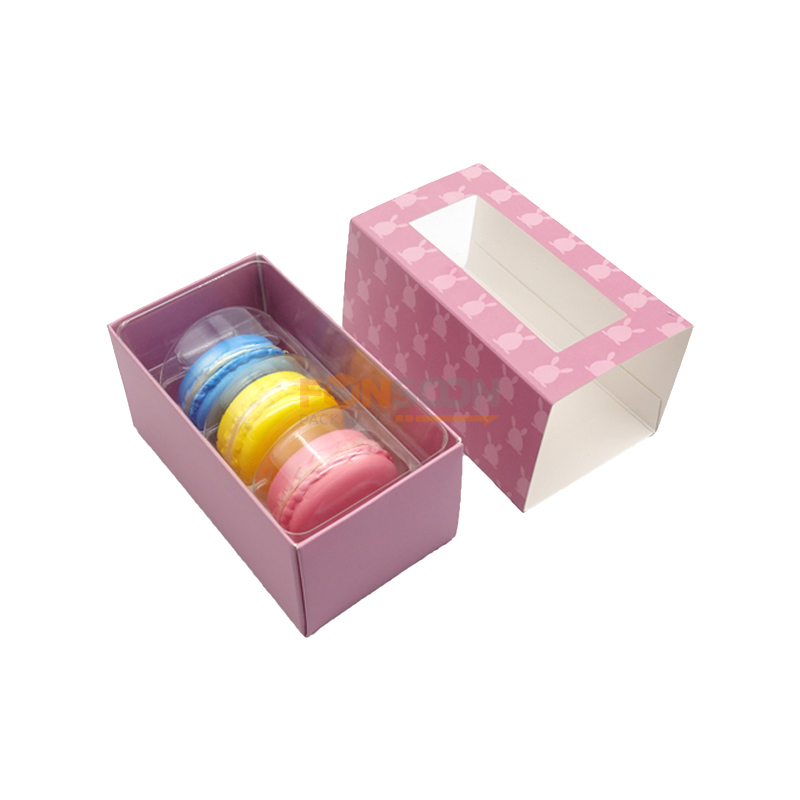 Boîte en papier 3 macarons avec fenêtre