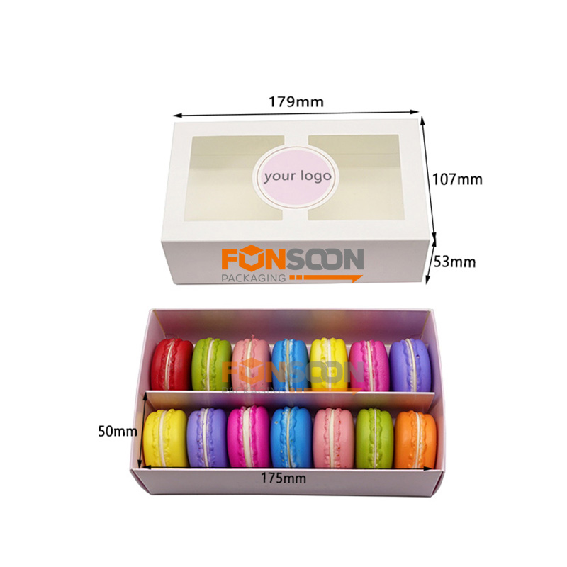 6 12 24 boîtes en papier macarons avec fenêtre supérieure