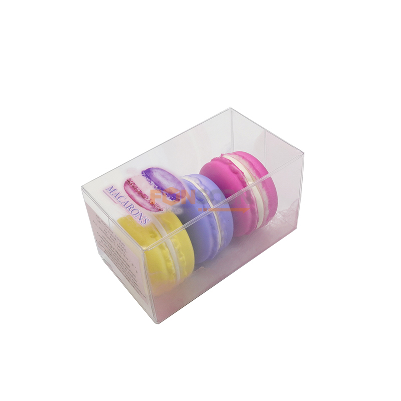 boîte pliante en plastique transparent pour 4 macarons