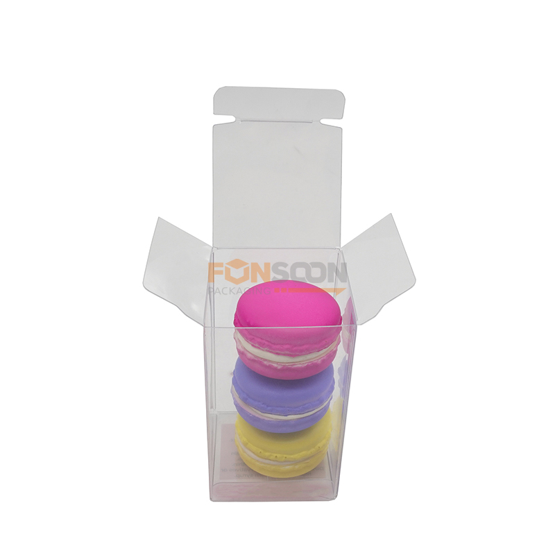 boîte pliante en plastique transparent pour 4 macarons