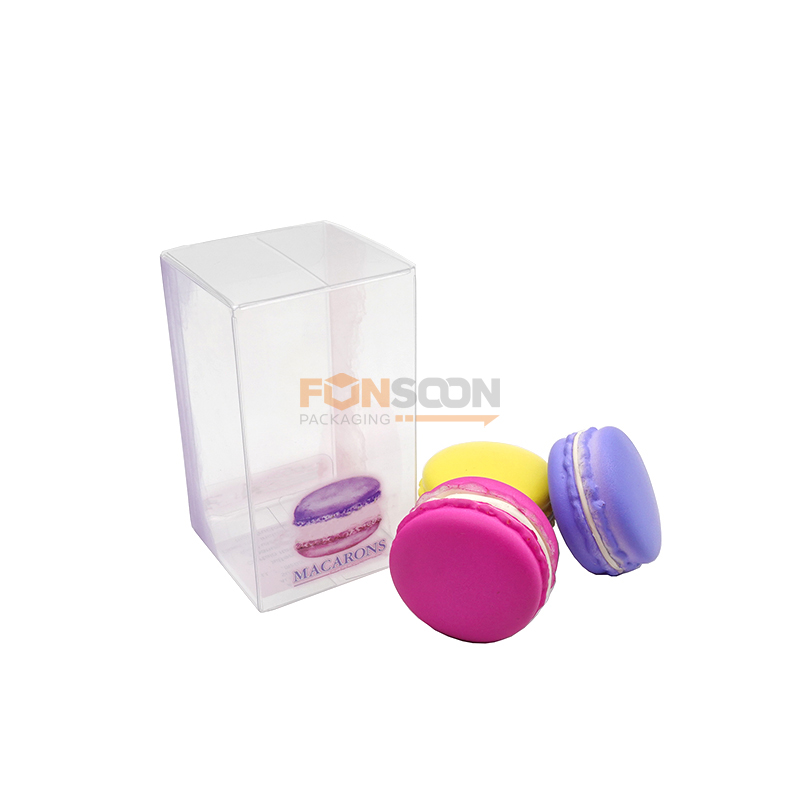 boîte pliante en plastique transparent pour 4 macarons