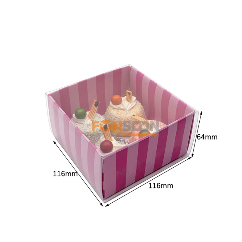 boîte à tiroirs en papier pour biscuits et desserts avec couvercle transparent