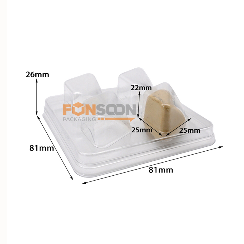 4 cavity diamond chocolate clear plastic trays