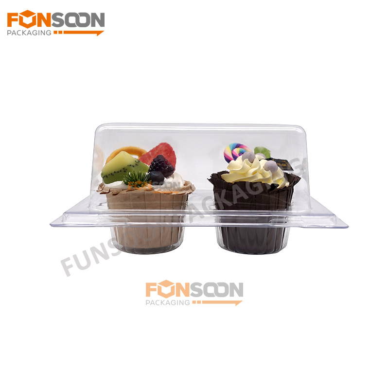 2 cupcakes clear plastic container box