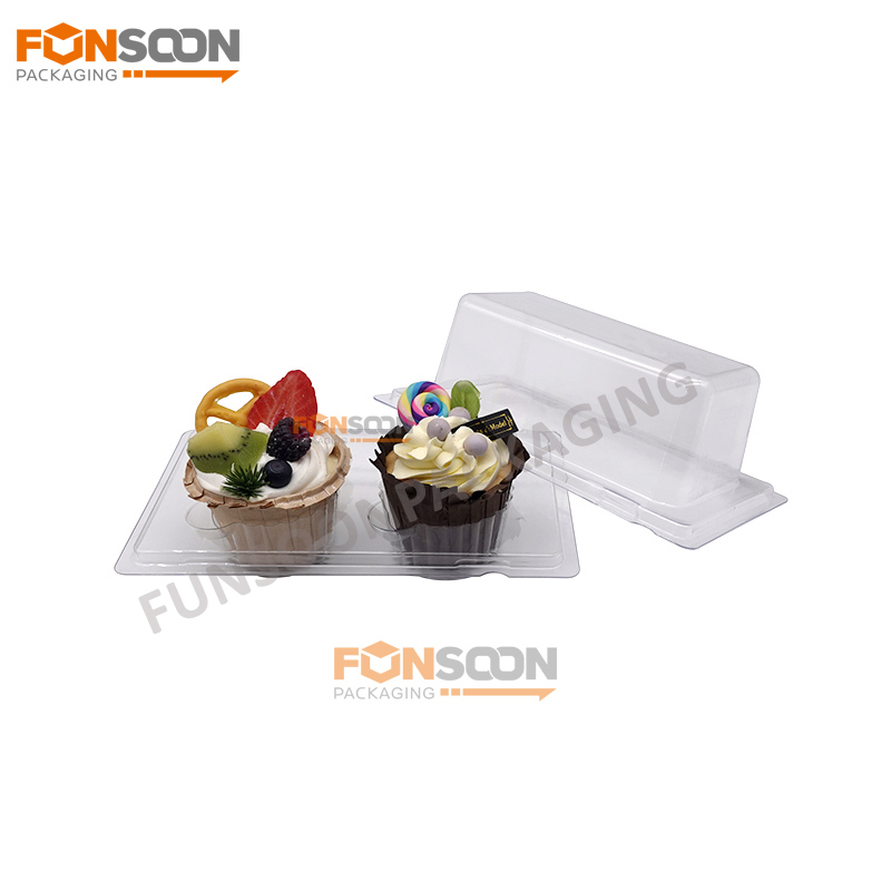 2 cupcakes clear plastic container box