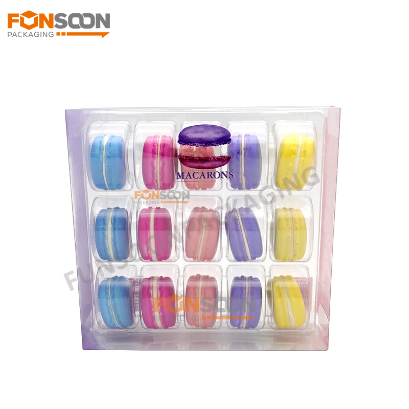 15 paquets de macarons boîte d'emballage en plastique