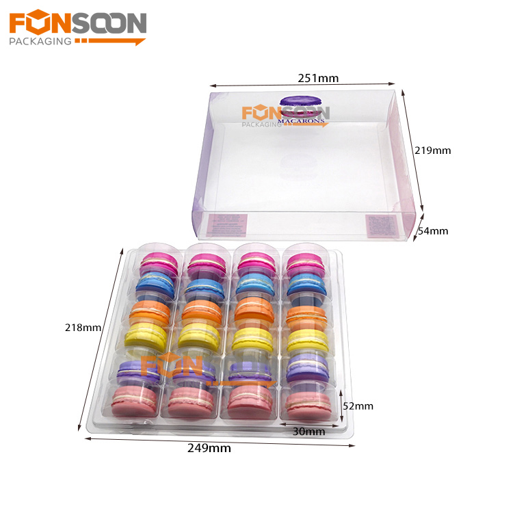 24 paquets de macarons boîte en plastique avec inserts