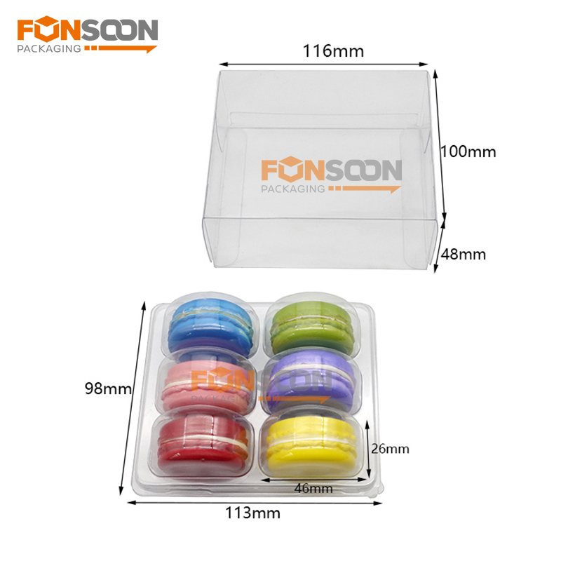 6 macarons plastic packaging box set