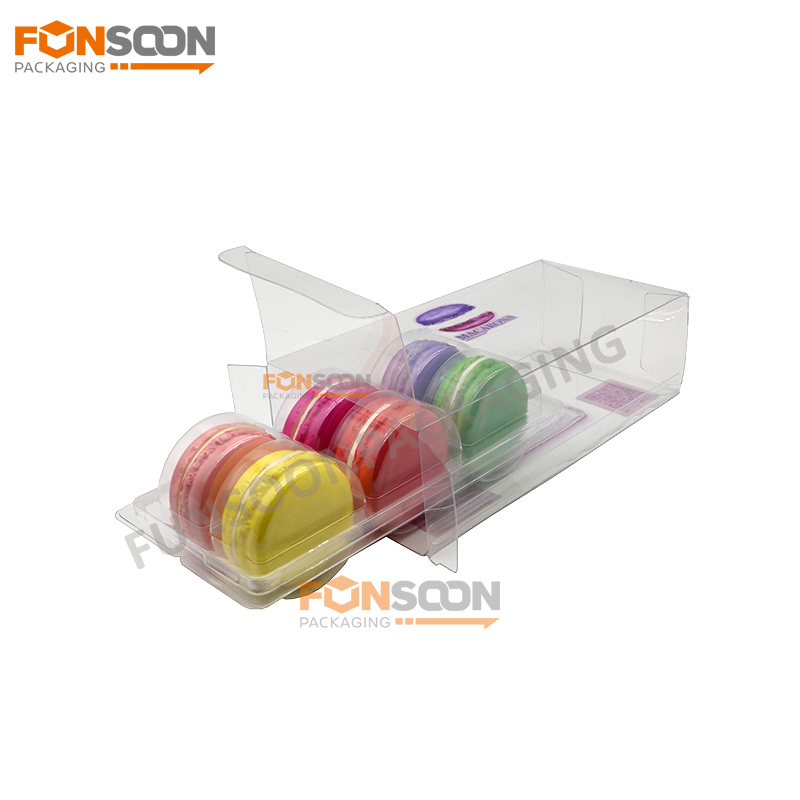 custom 6 macarons plastic packaging box