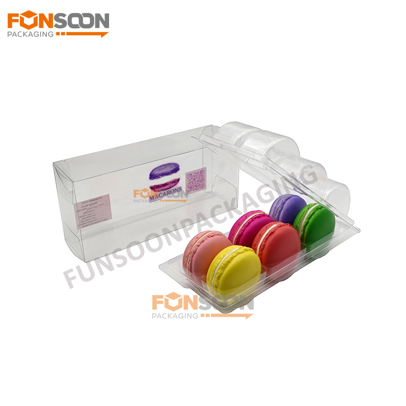 custom 6 macarons plastic packaging box
