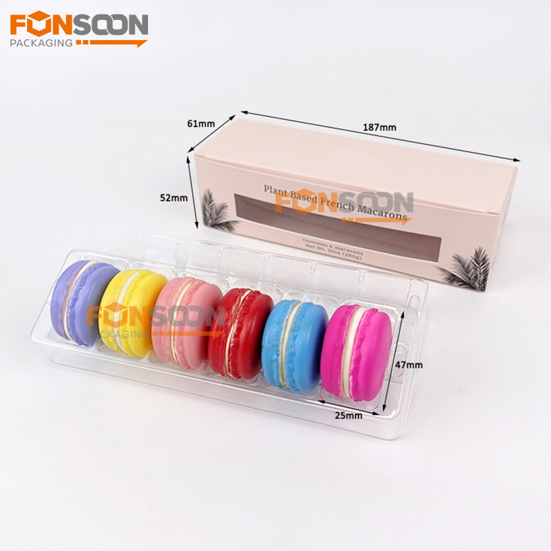 6 macarons paper packaging box with window