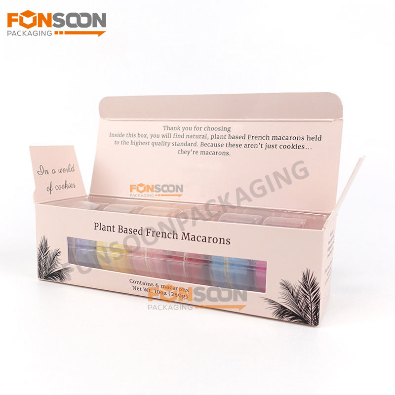 6 macarons paper packaging box with window