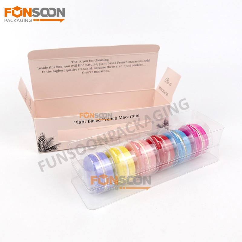 6 macarons paper packaging box with window