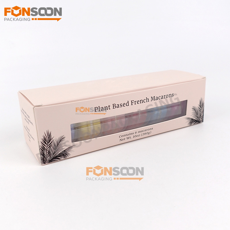 6 macarons paper packaging box with window