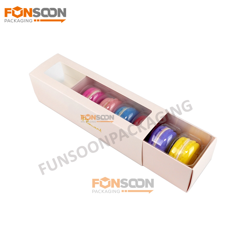 6 macaron paper drawer box set with window