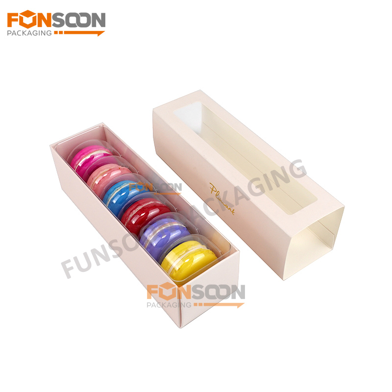 6 macaron paper drawer box set with window