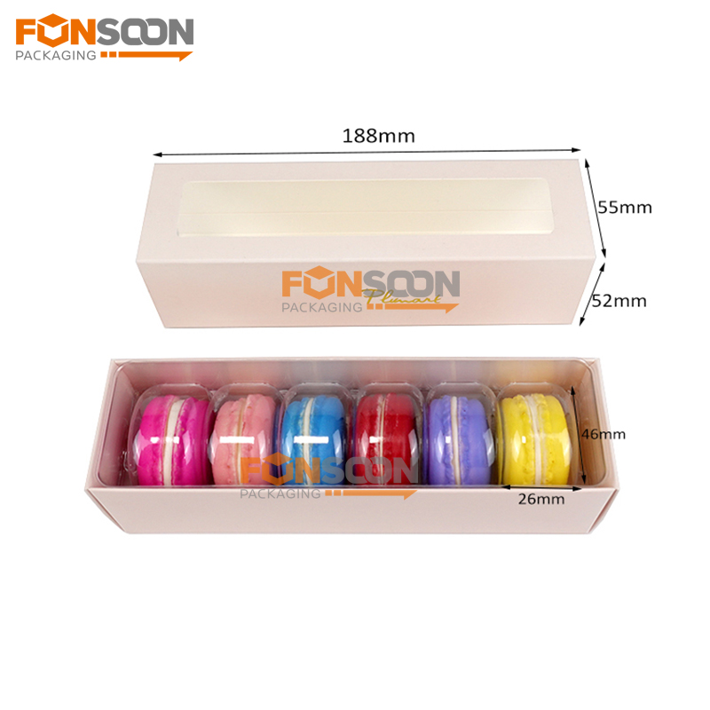 6 macaron paper drawer box set with window