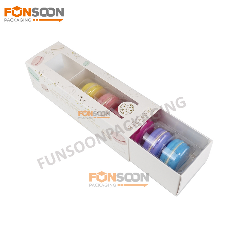 6 macaron paper drawer box set with window