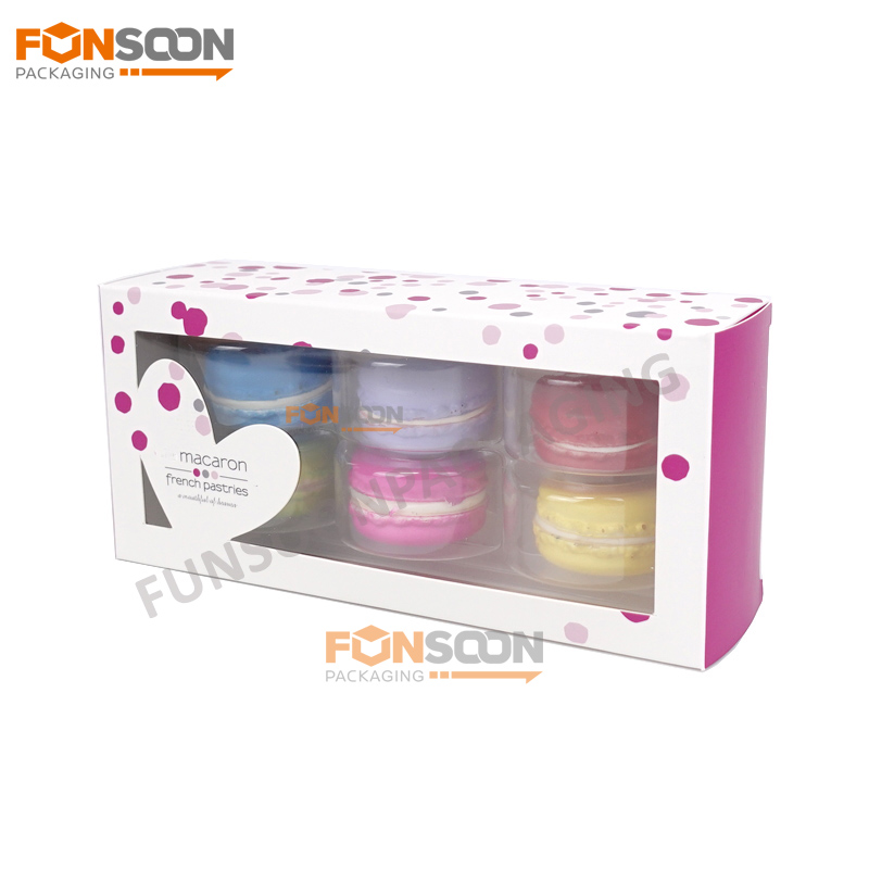  6 macaron paper box with window