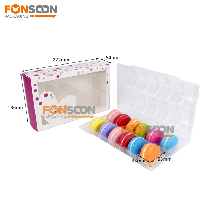 12 macaron paper box with heart shape window