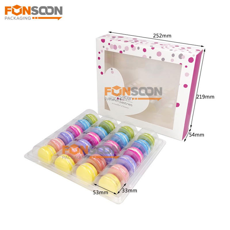 24 macaron paper box with heart shape window