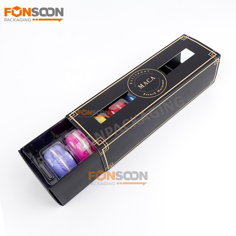 6 macaron paper drawer box set with window