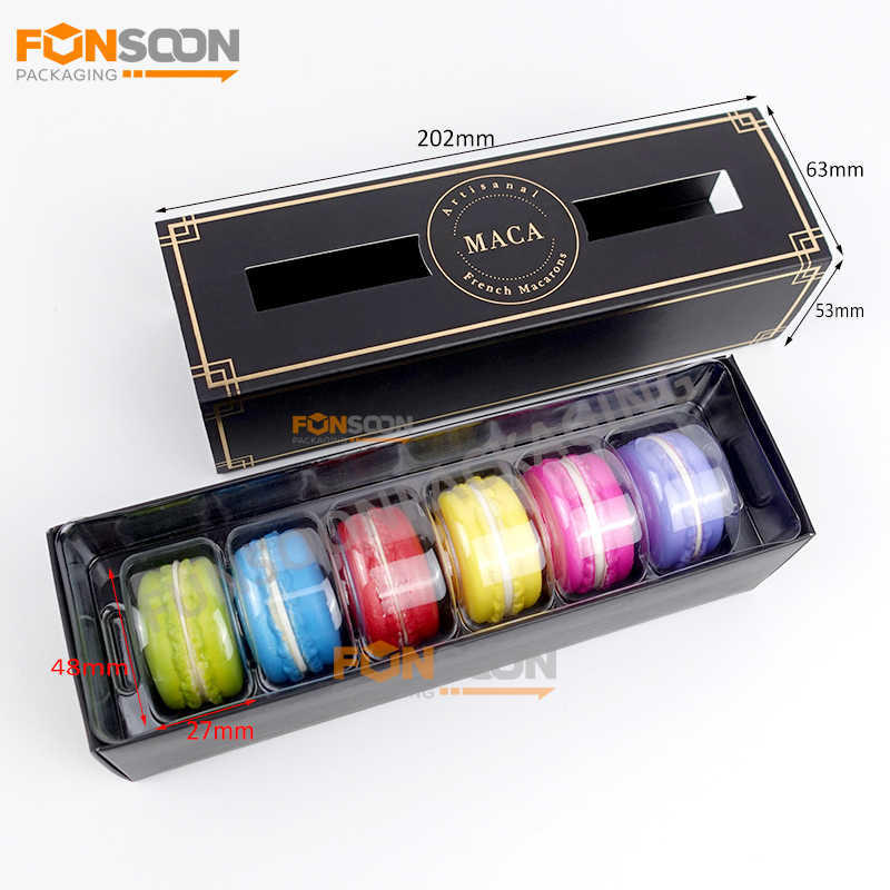 6 macaron paper drawer box set with window