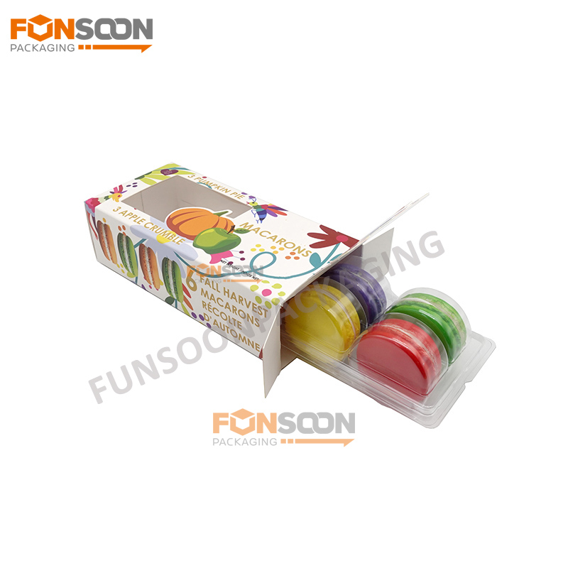  6 macaron paper box with window
