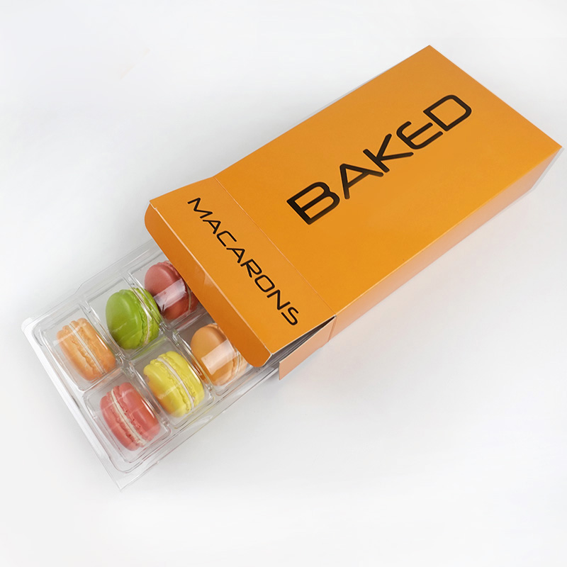 12 macaron paper folding box with insert tray