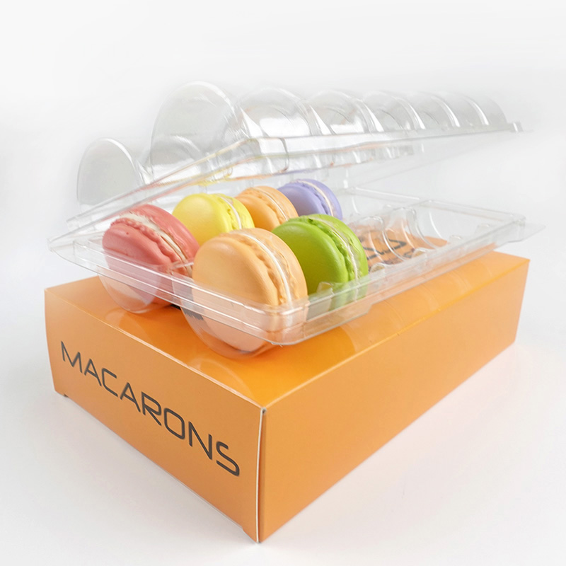 12 macaron paper folding box with insert tray