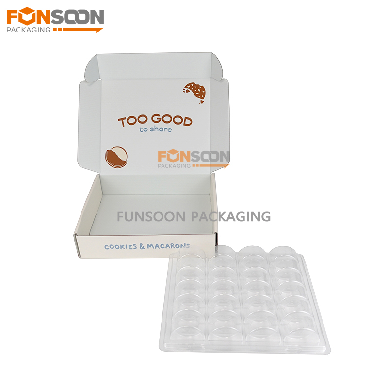 24 macarons corrugated cardboard box with inserts