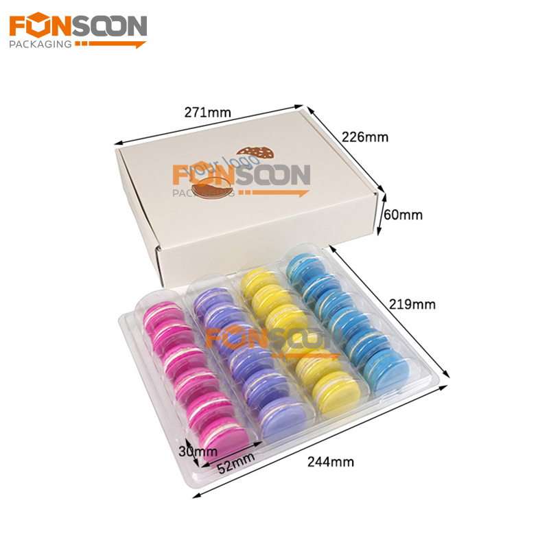 24 macarons corrugated cardboard box with inserts