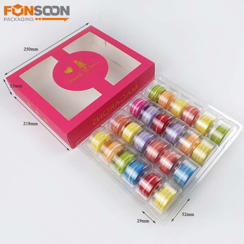24 macaron paper box with clear window