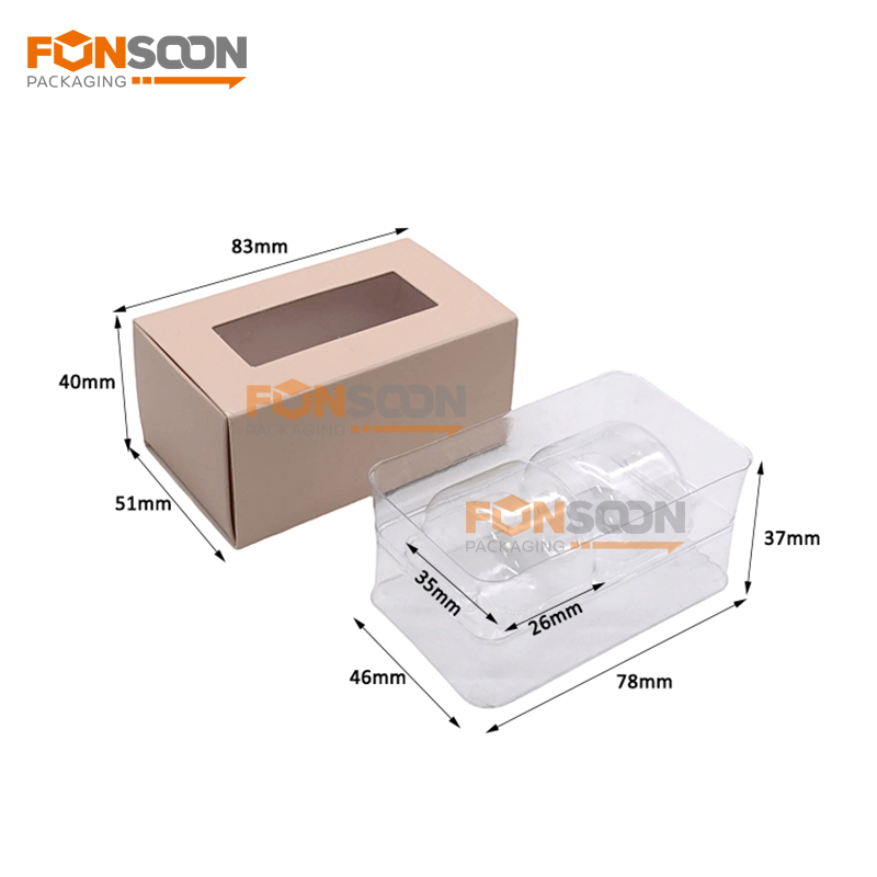 2 macarons Paper drawer box with window