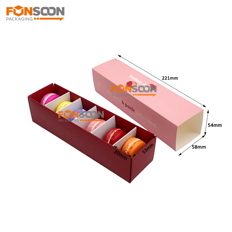 6 macaron paper drawer box with divider
