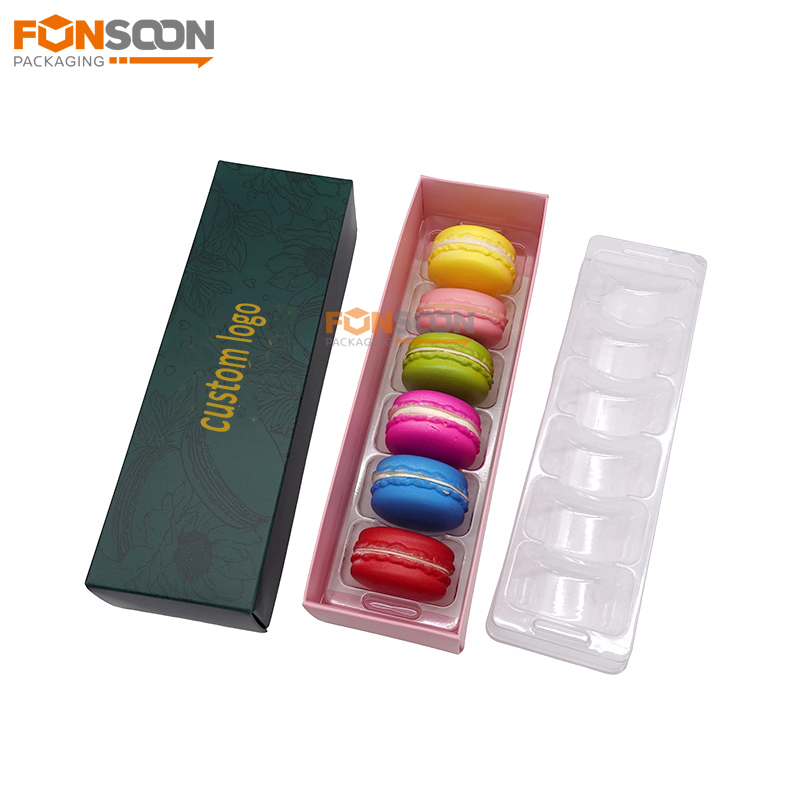 6 macaron paper gift box with insert trays