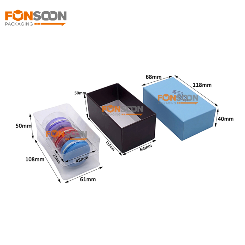 3 macarons luxury cardboard gift box with insert