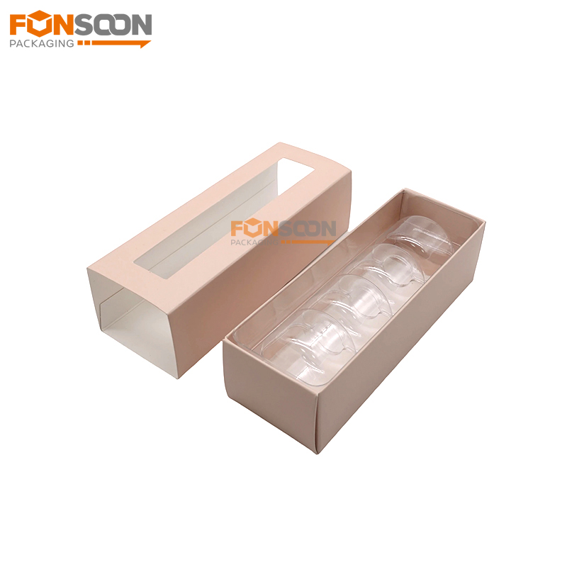 4 macarons Paper drawer box with window